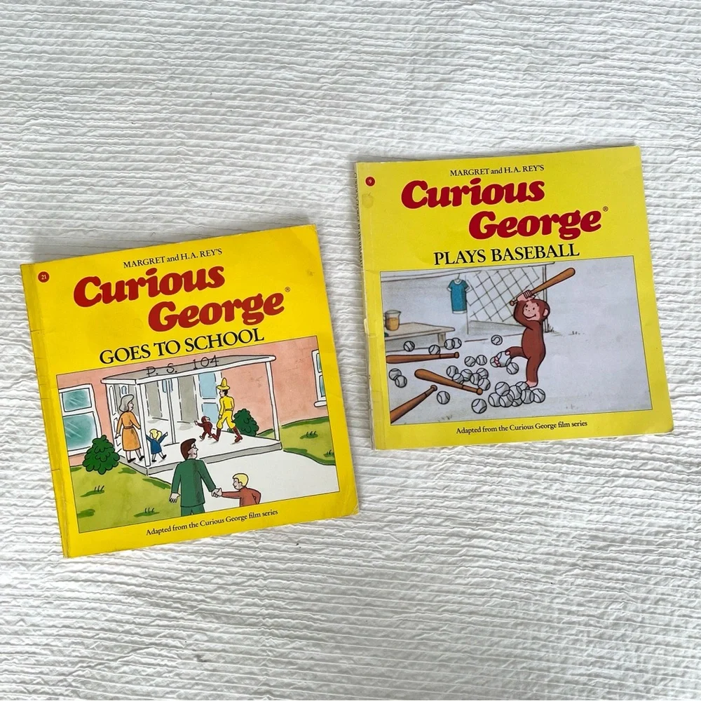 Curious George books bundle of 2 vintage children's books